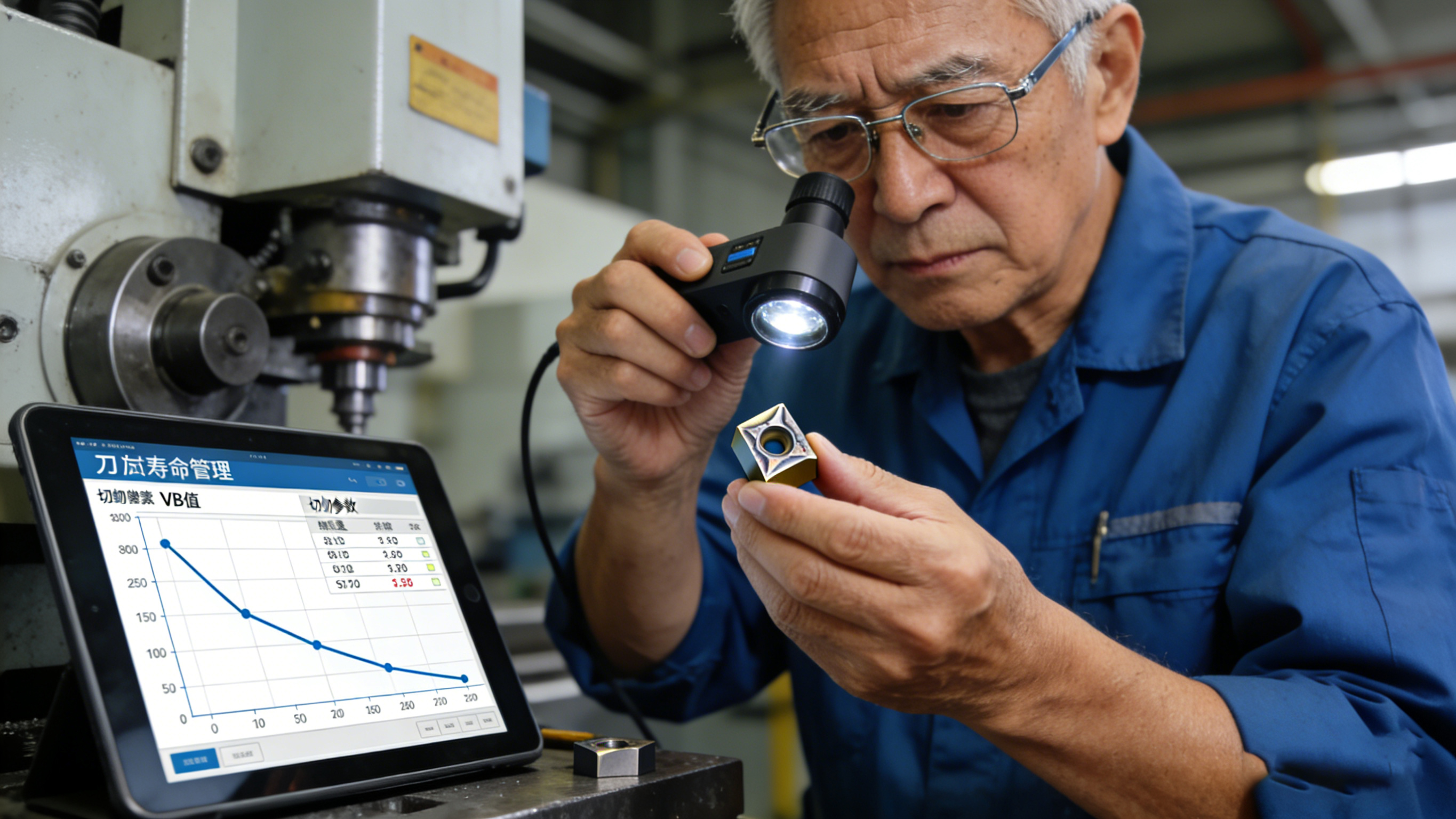 使用顯微鏡檢測刀片磨損