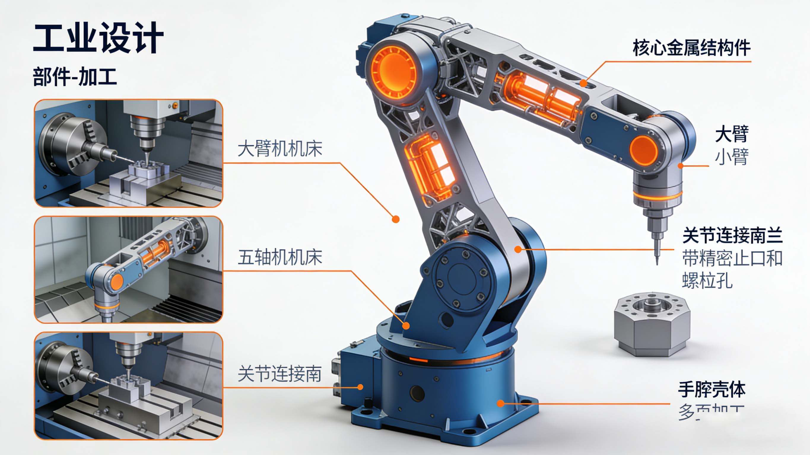 工業機器人核心結構件分解圖及其CNC加工對應關系