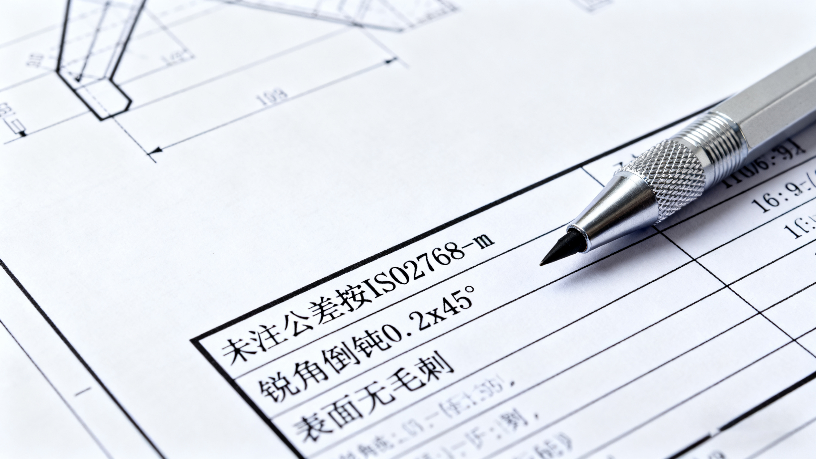 圖紙技術(shù)要求欄的特寫(xiě)示例