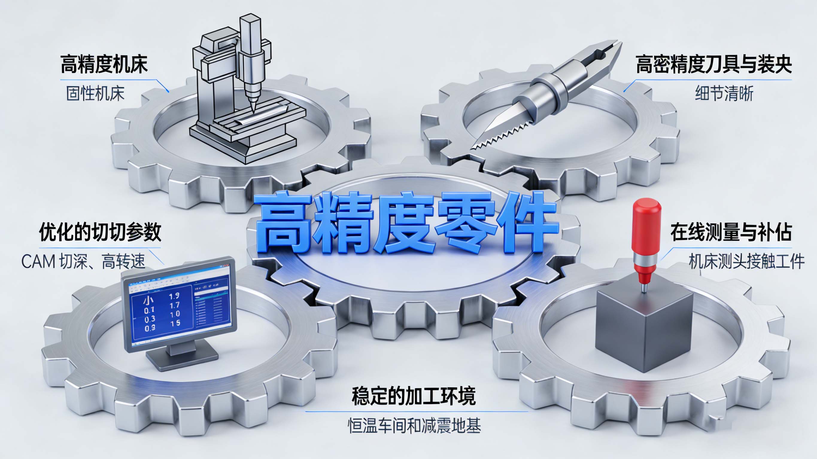 實(shí)現(xiàn)高精度精加工所需的五大關(guān)鍵要素系統(tǒng)關(guān)系圖