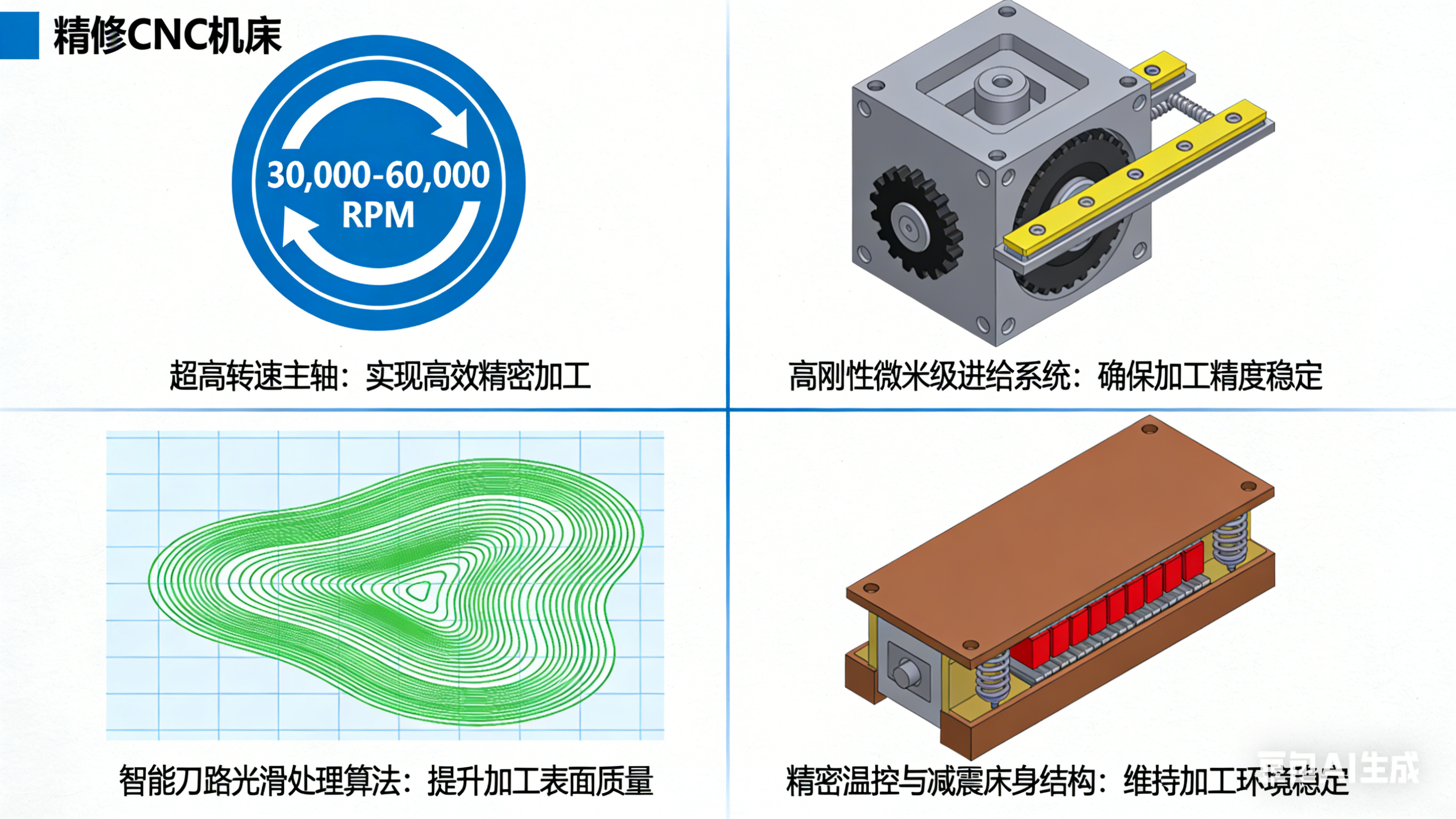 精雕CNC机床四大核心技术特性信息图
