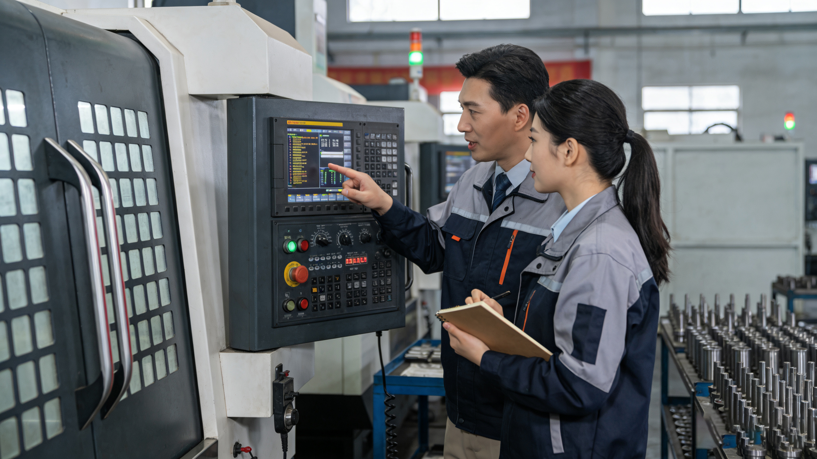 老師傅現場指導年輕操作員