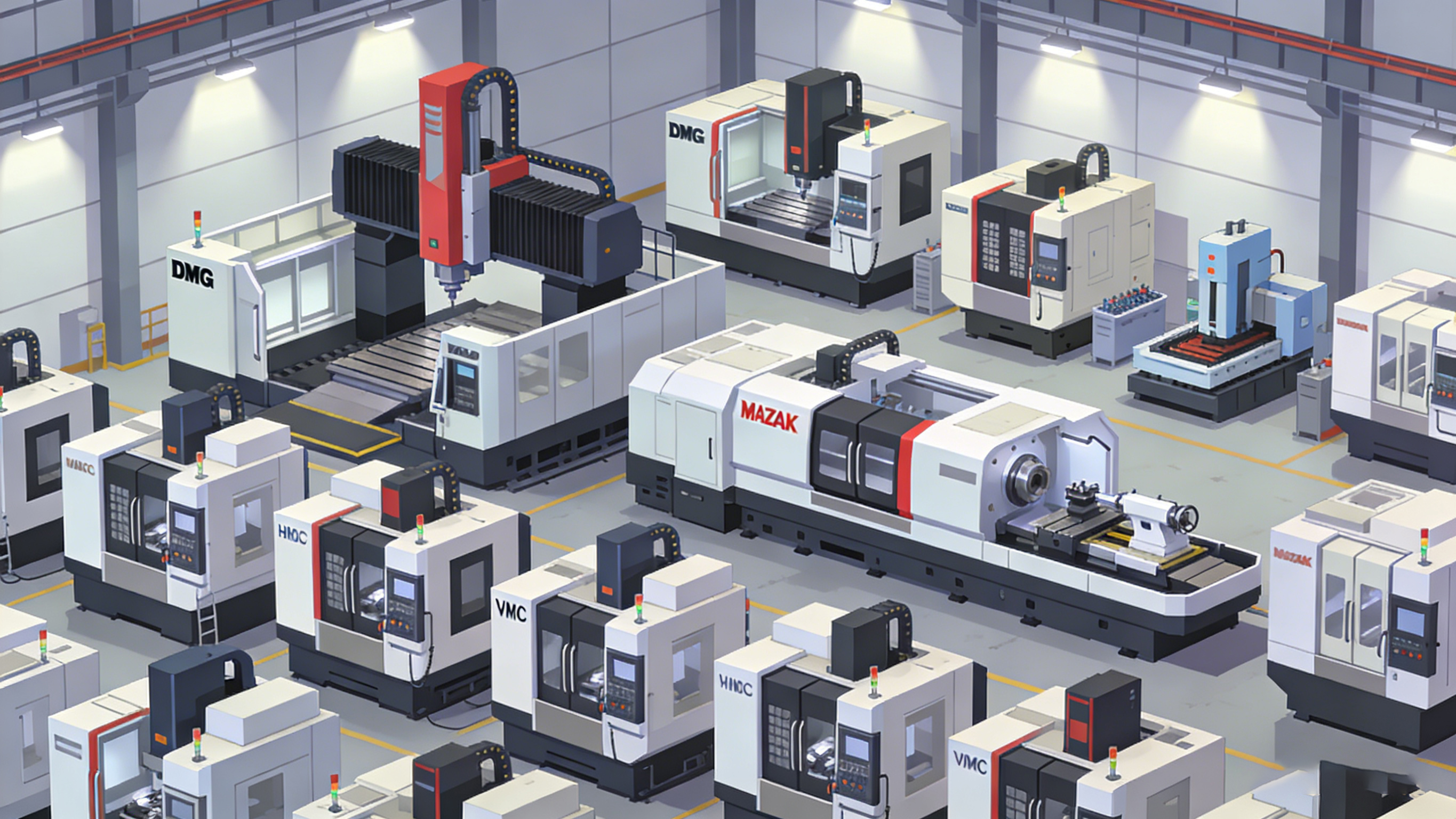 现代化精密加工厂核心设备车间布局示意图