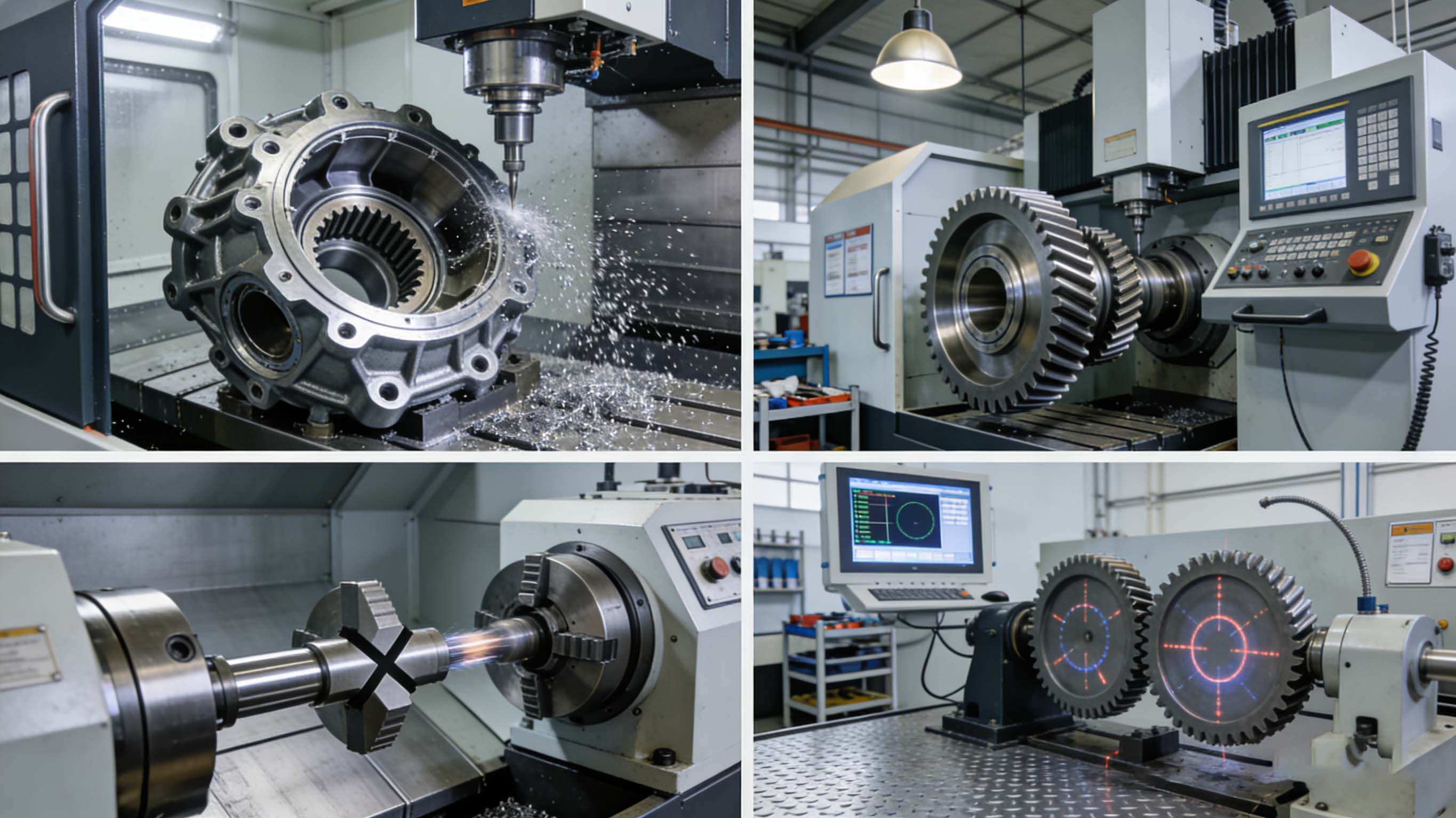 差速器壳体与锥齿轮的CNC加工及检测集成场景