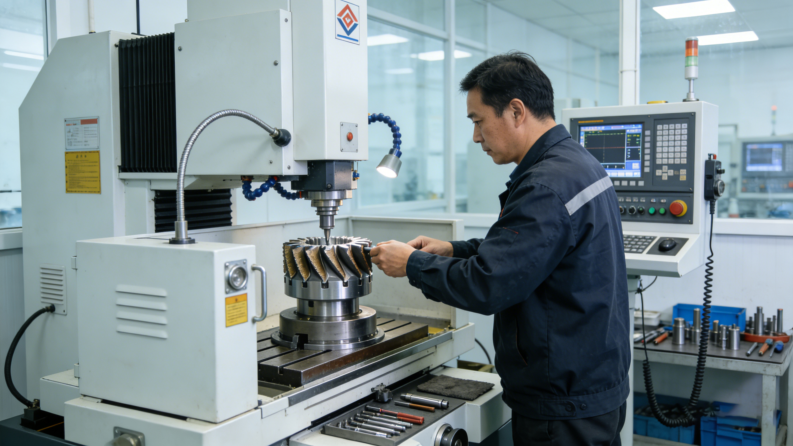 聚誠精密師傅進行精密砂輪修整