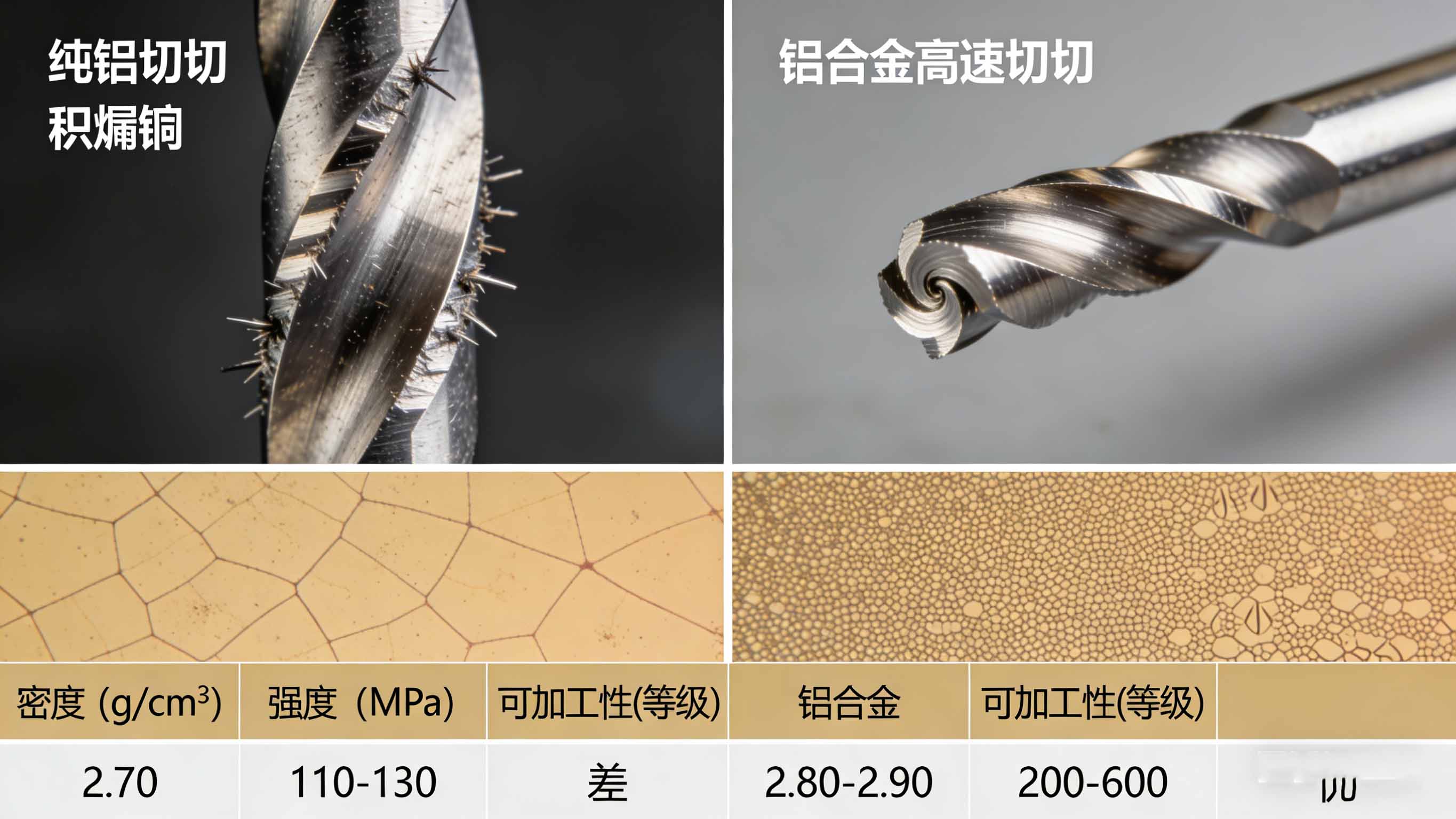 纯铝与铝合金性能指标对比图