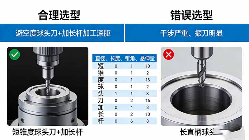 五轴深腔加工刀具选型对比图
