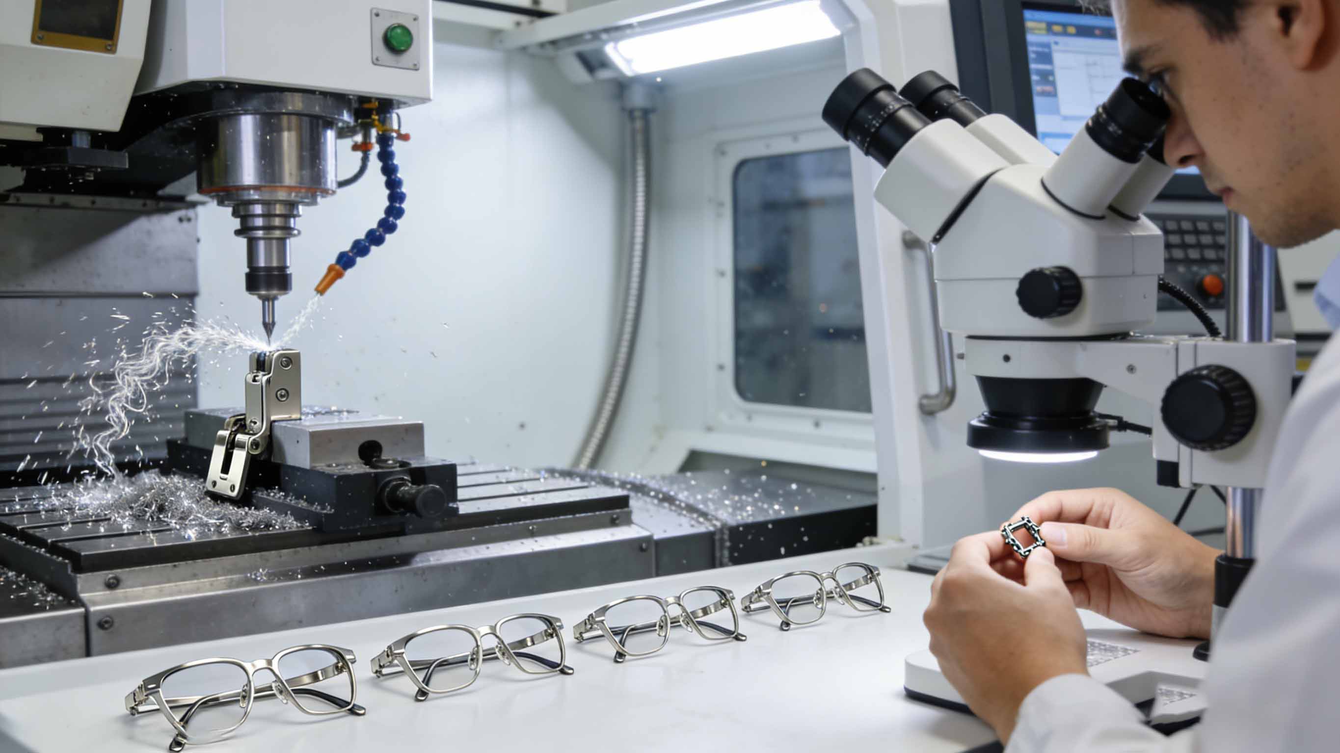 智能眼镜微型精密零件CNC加工与检测场景