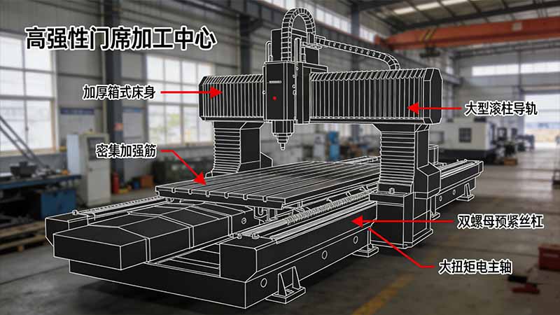 高刚性龙门加工中心结构示意图