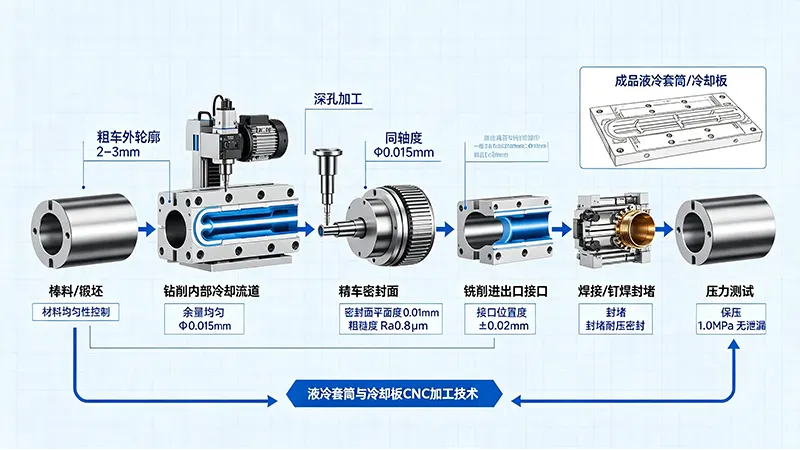 液冷套筒CNC加工工艺流程图