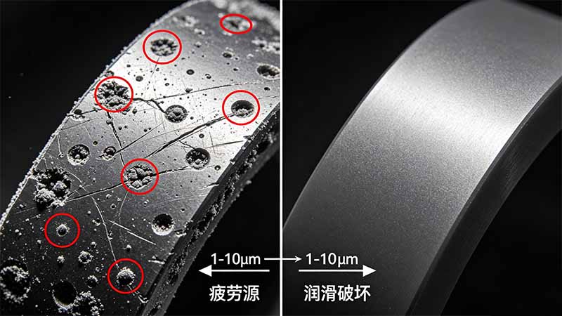 微米级瑕疵显微对比图