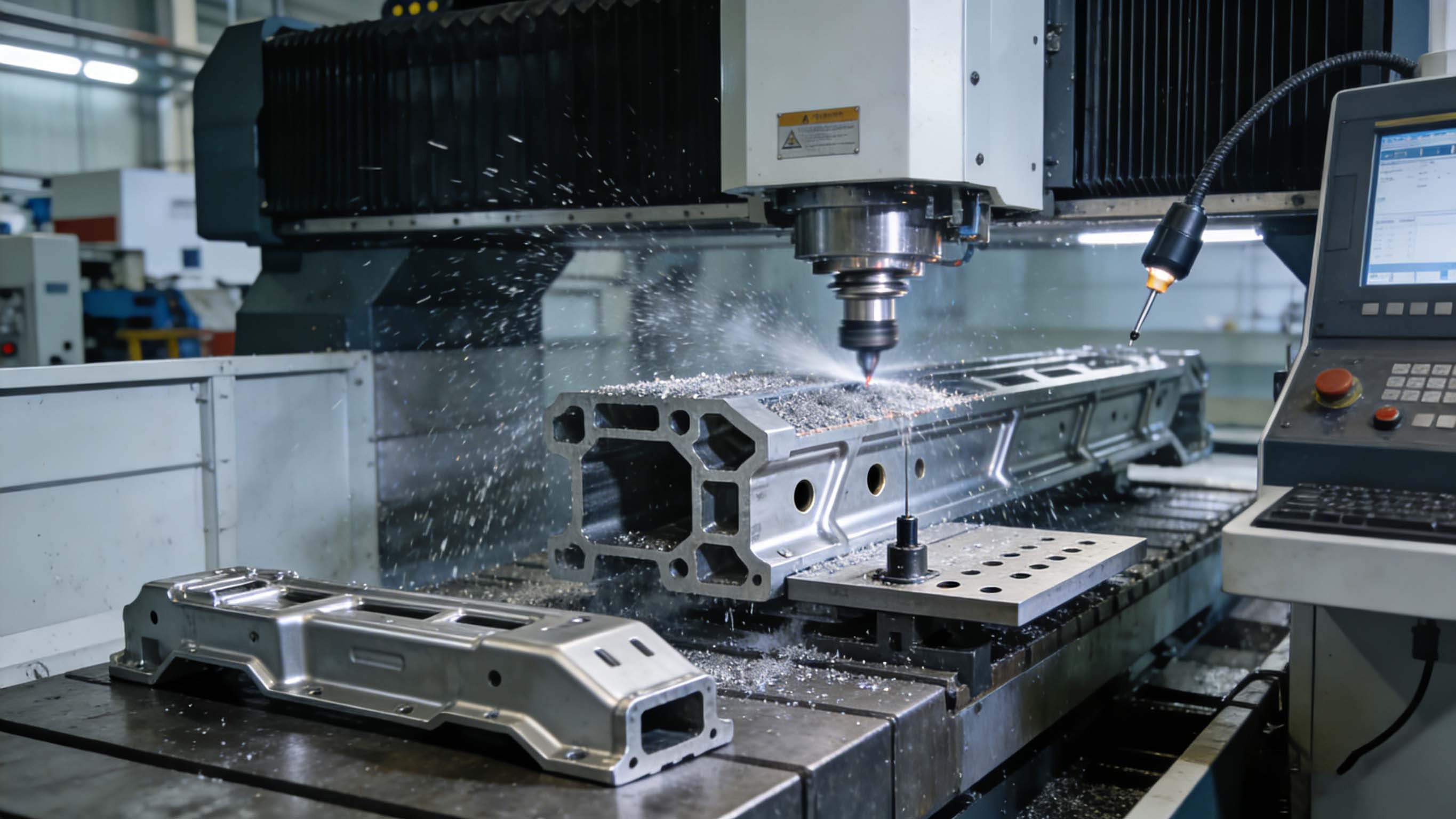 防撞梁部件精密加工与检测场景