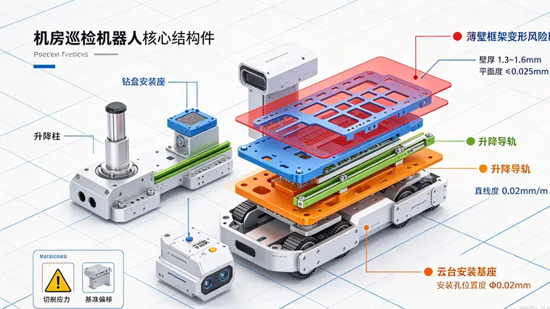 机房巡检机器人结构分解与加工部件标注