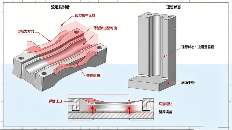 液冷板机加工避坑指南：流道铣削变形与平面度超差的实战解决方案