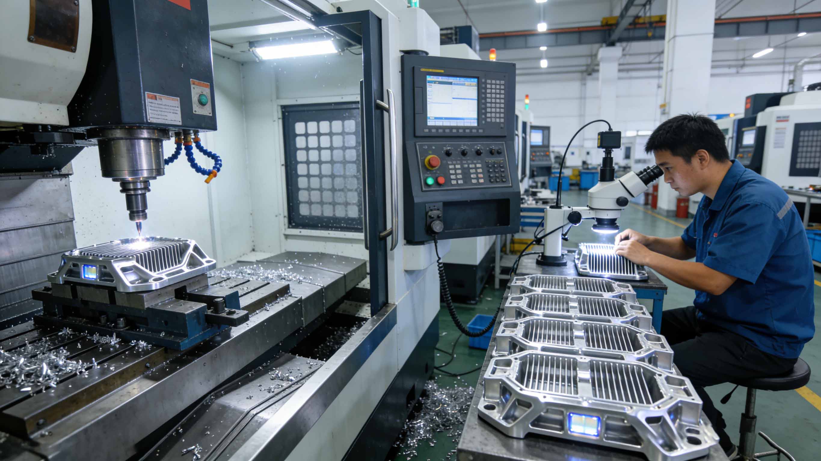 LED大燈支架CNC精密加工與檢測場景