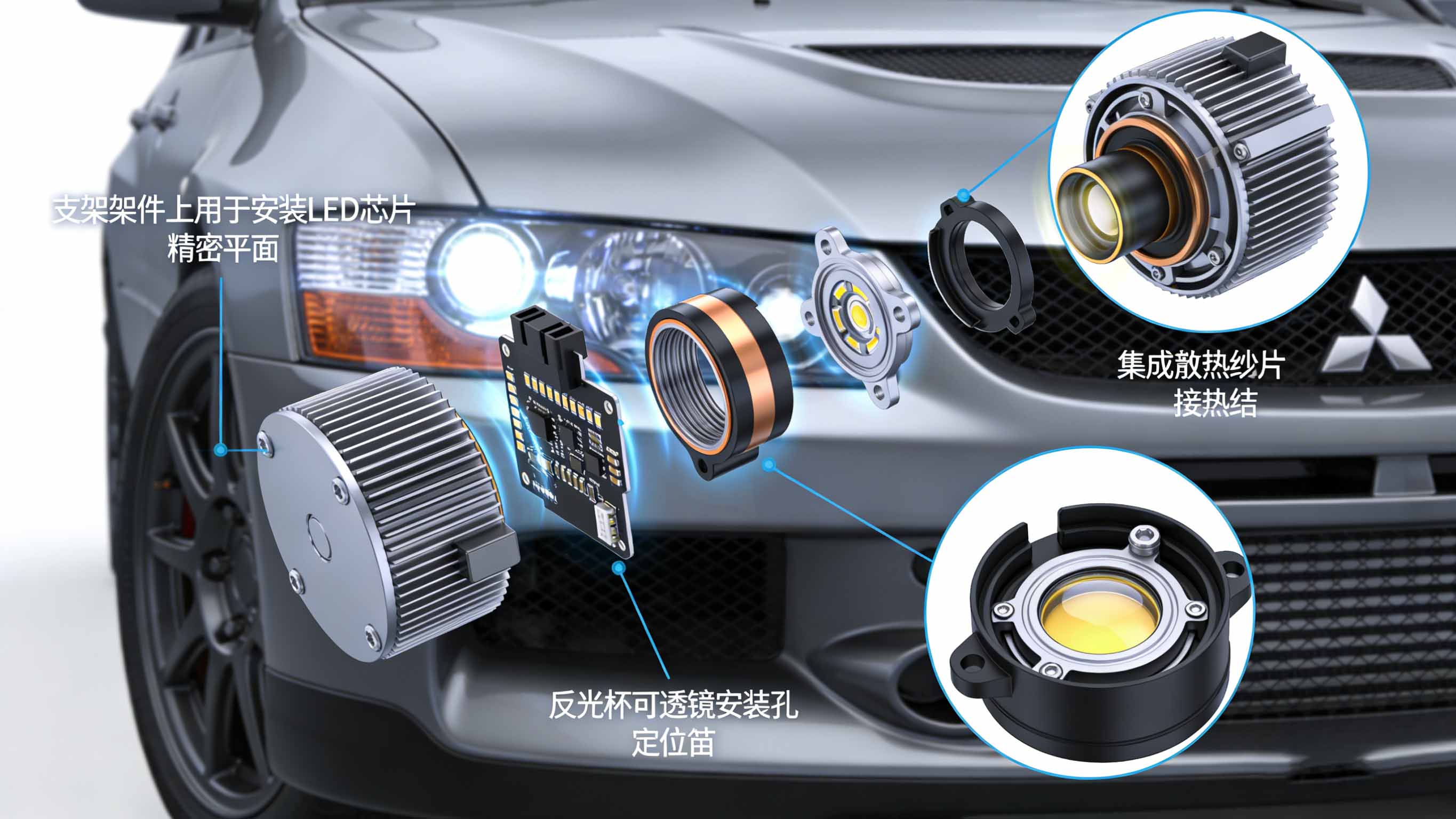 汽車LED大燈支架CNC加工：方寸之間的光與熱