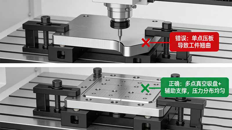铝合金结构件装夹方式对比图