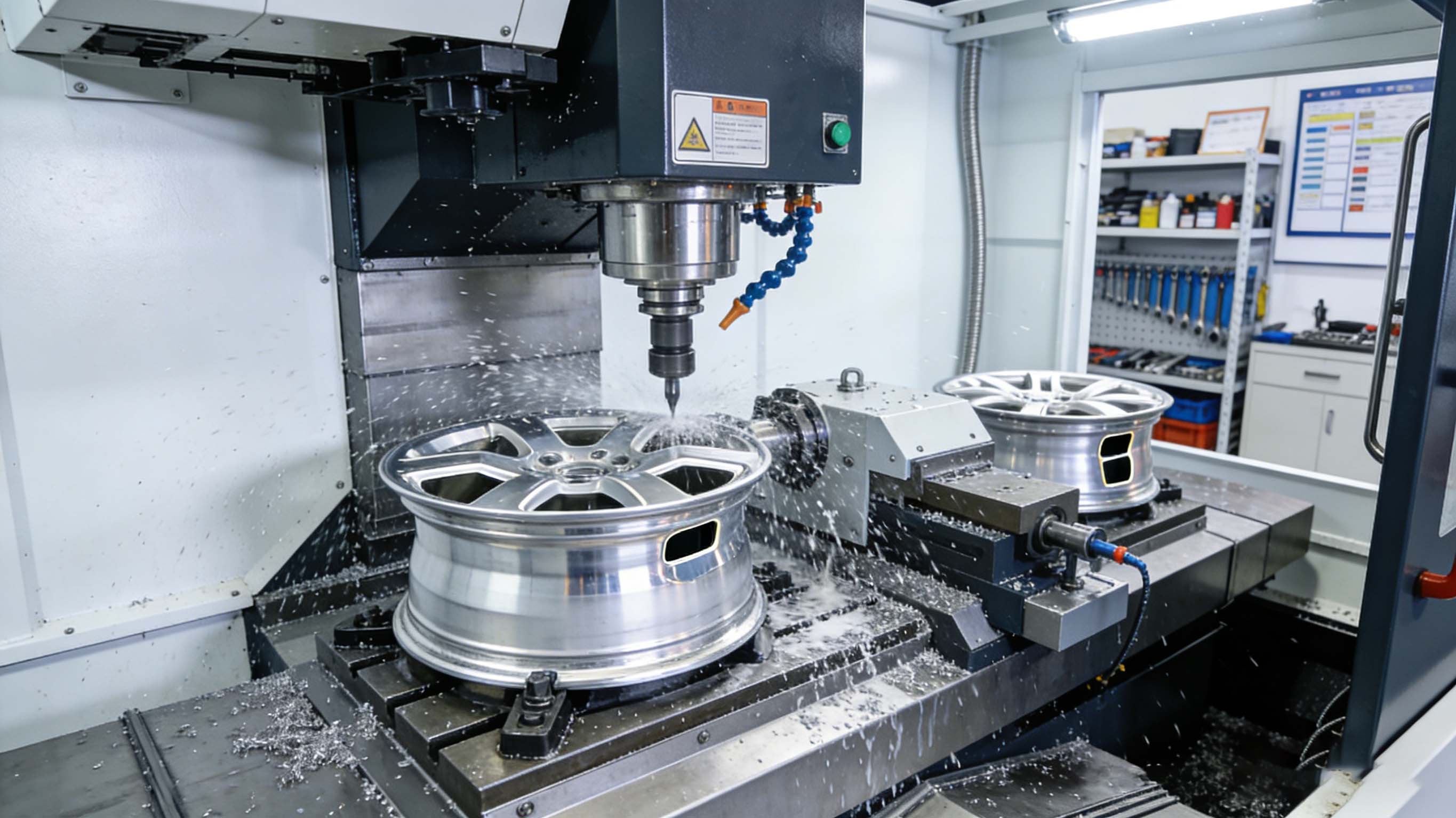 铝合金轮毂CNC车削、铣削与检测场景