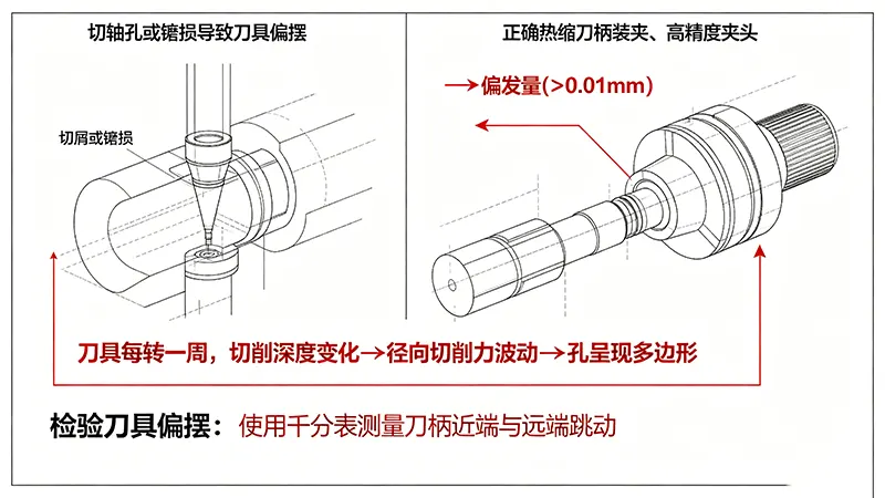 主轴偏摆与刀具装夹对孔圆度的影响